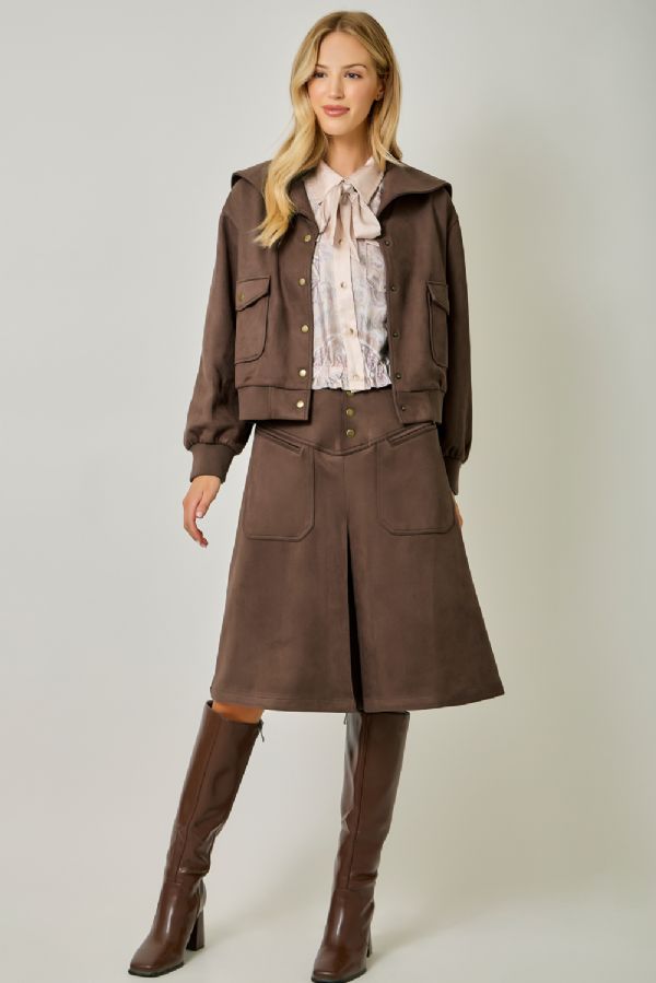 Suede A-Line Skirt