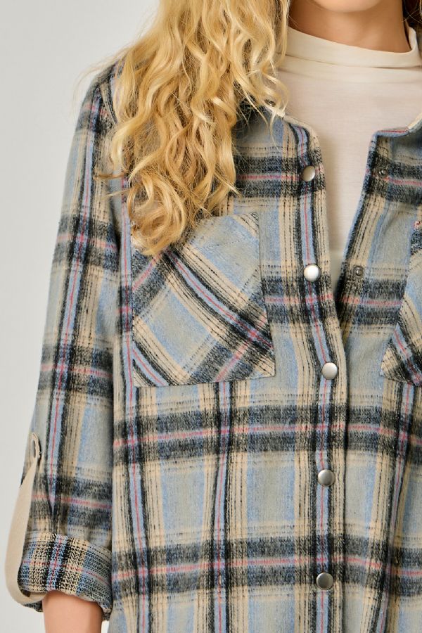 Plush Plaid Shirt Jacket