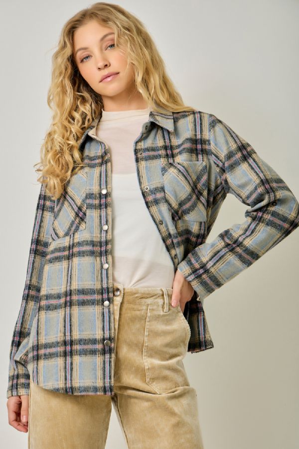 Plush Plaid Shirt Jacket