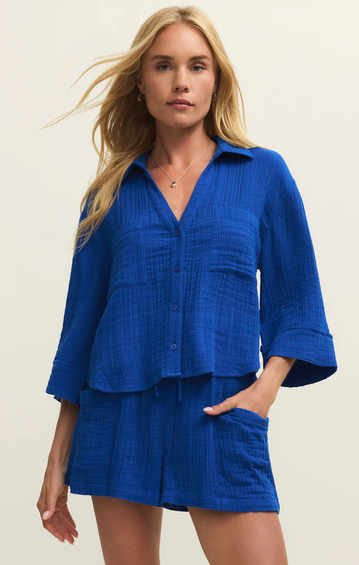 Helena Airy Gauze Button Up Shirt
