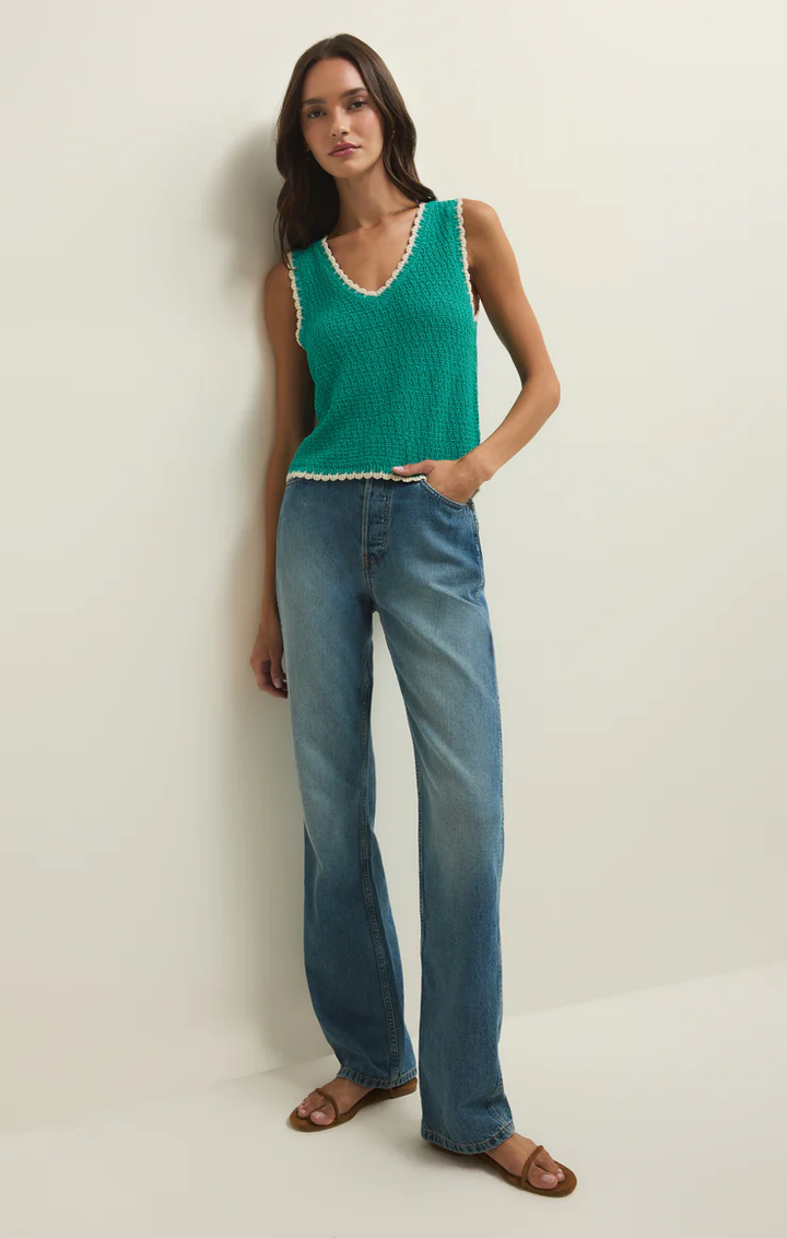 Yessenia Whipstitch Tank-La Palma Teal + Eclipse Midnight Blue