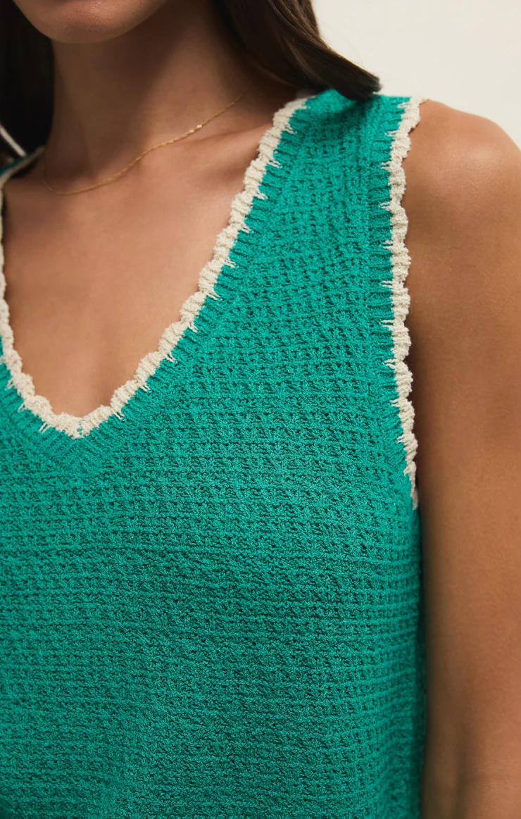 Yessenia Whipstitch Tank-La Palma Teal + Eclipse Midnight Blue