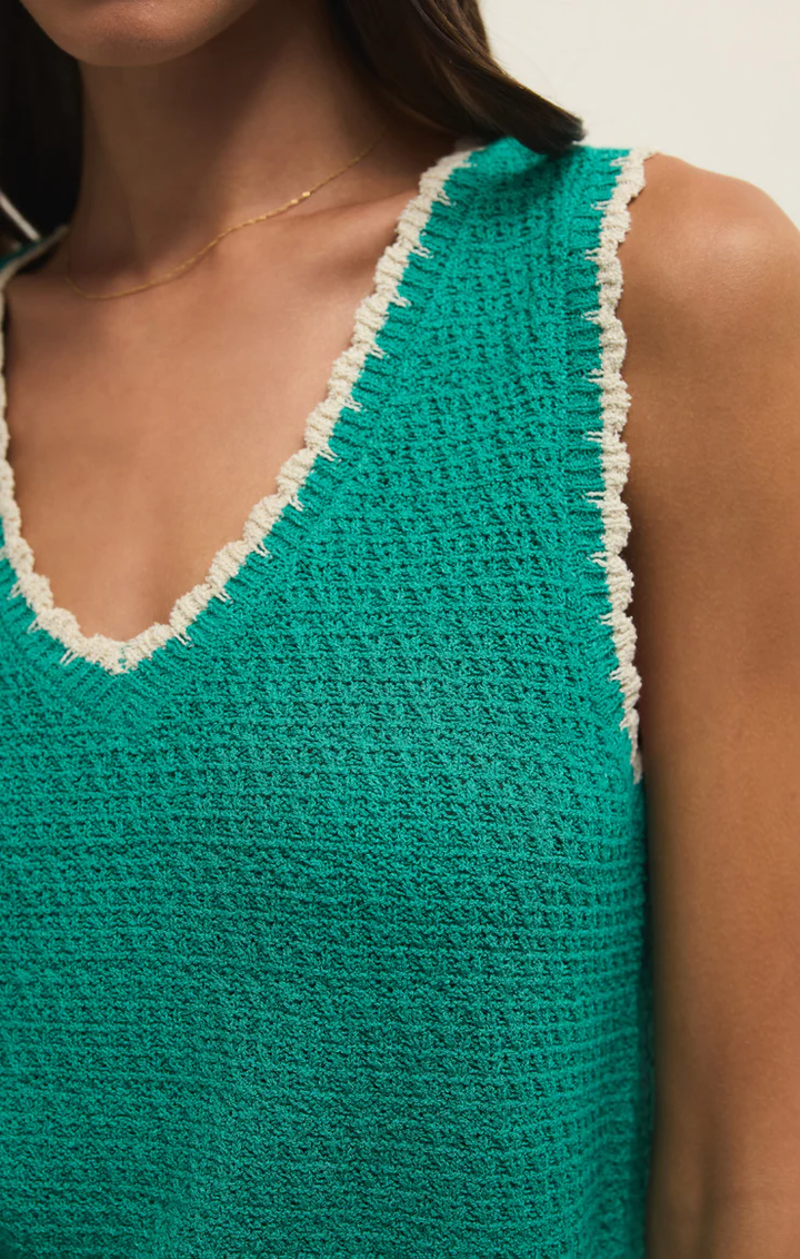 Yessenia Whipstitch Tank-La Palma Teal + Eclipse Midnight Blue