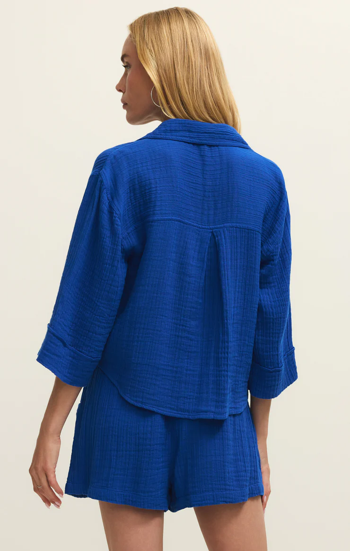 Helena Airy Gauze Button Up Shirt
