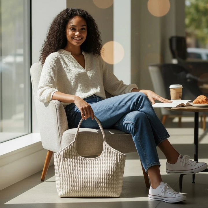 Isla Vegan Leather Tote Bag – Off White - Hello Beautiful Boutique