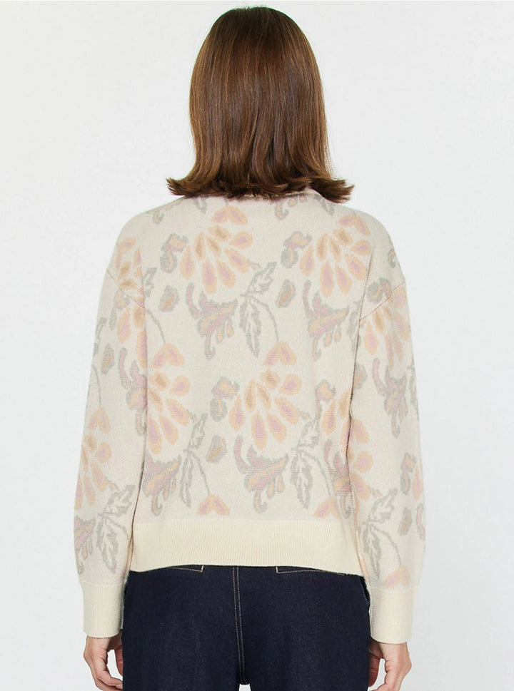 Jacquard Floral Half - Zip Sweater - Hello Beautiful Boutique