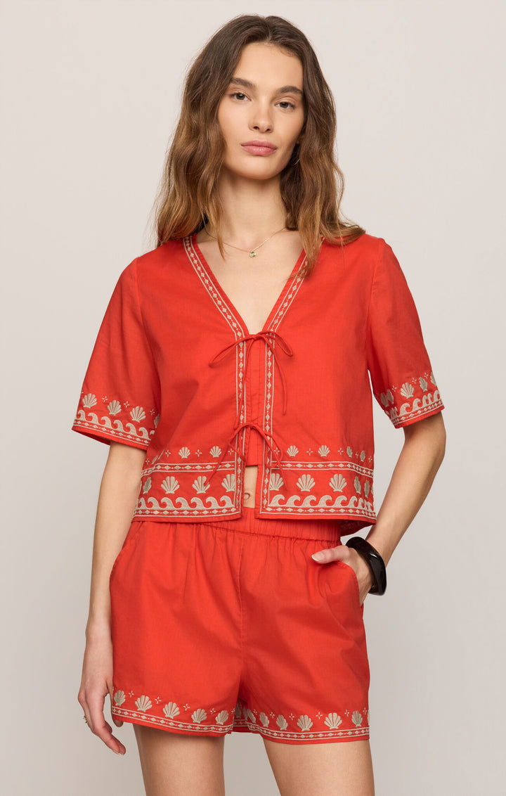 Cast of Waves Tie Front Top