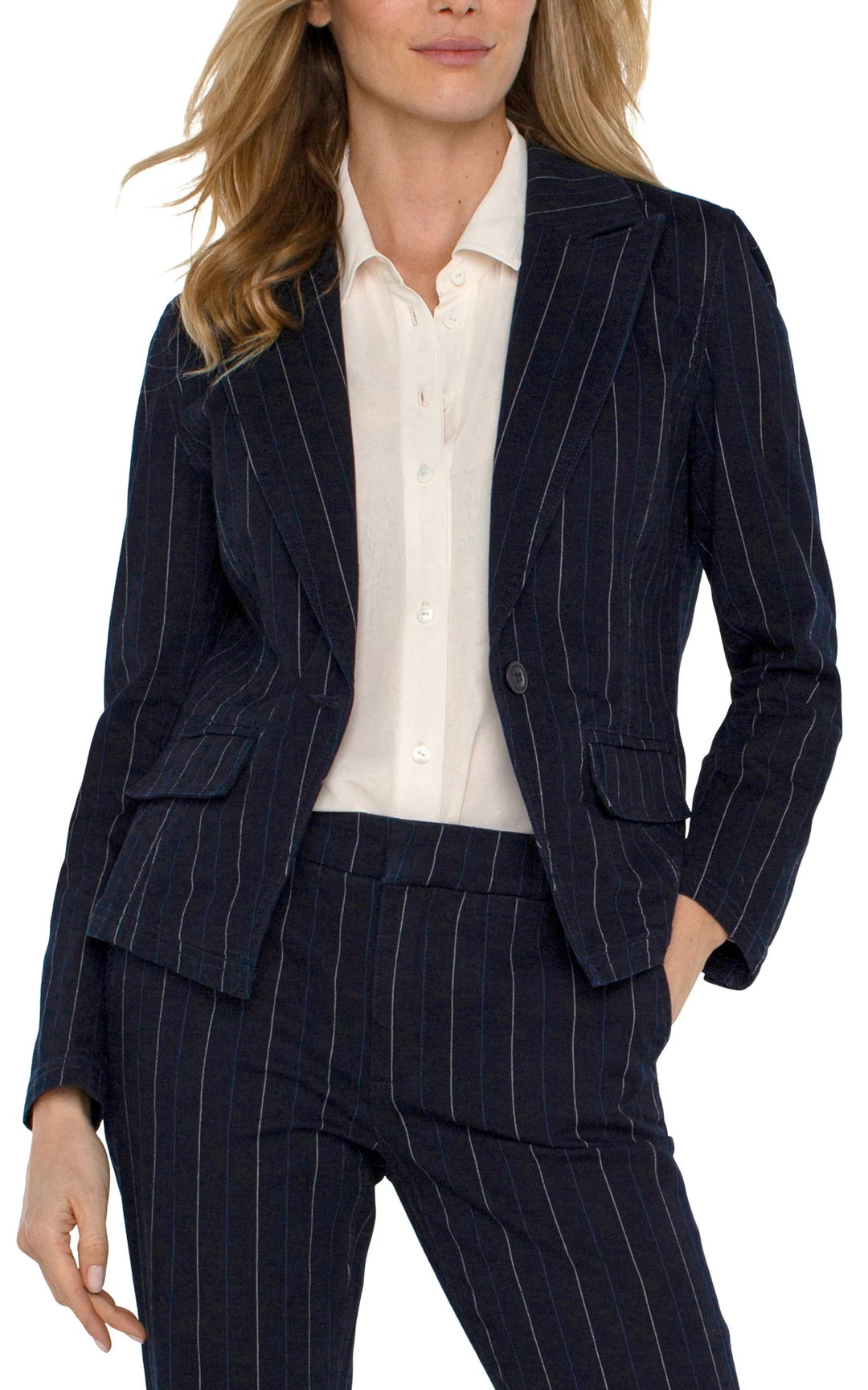 Lapis Indigo Stripe Blazer - Hello Beautiful Boutique