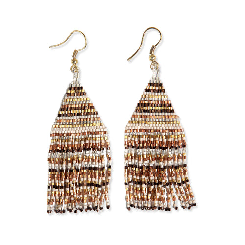 Lexie Horizontal Stripe Beaded Fringe Earrings - Hello Beautiful Boutique