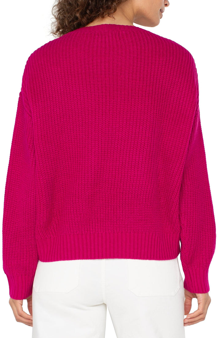 Long Sleeve Crew Neck Sweater with Fringe - Hello Beautiful Boutique