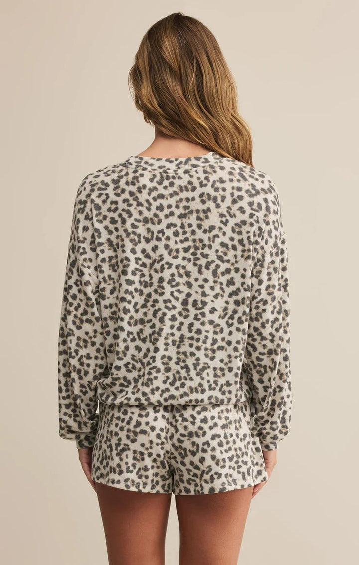 Luxe Leopard Long Sleeve Top – Brushed Knit Crewneck - Hello Beautiful Boutique