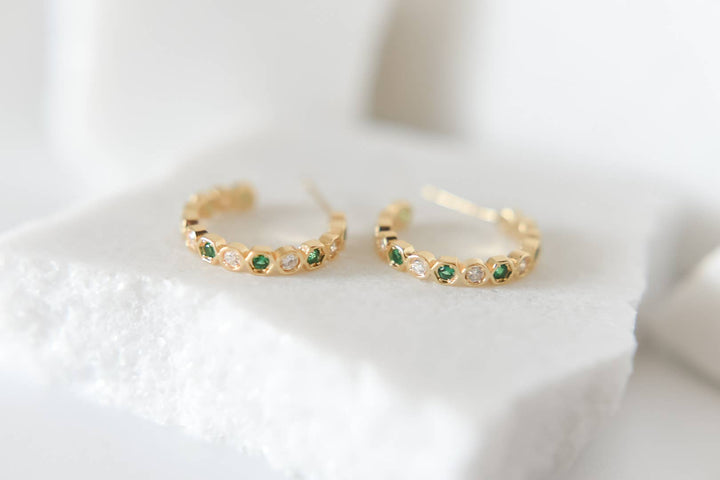 Mayble gold plated hoop studs - Hello Beautiful Boutique