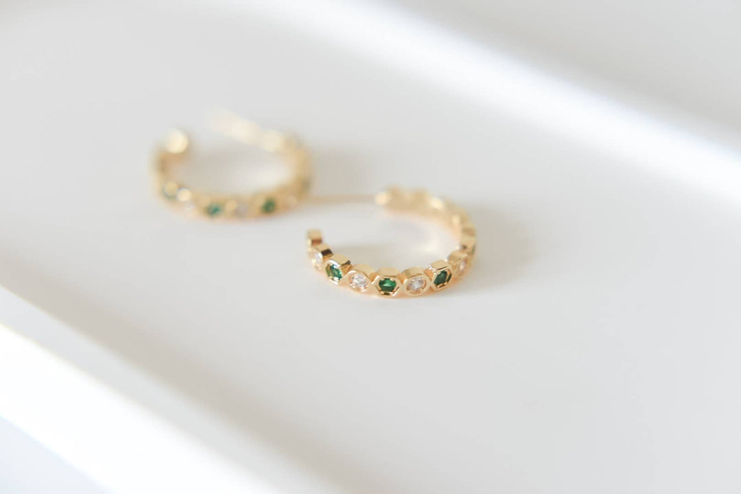 Mayble gold plated hoop studs - Hello Beautiful Boutique