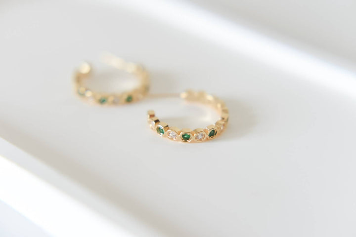 Mayble gold plated hoop studs - Hello Beautiful Boutique