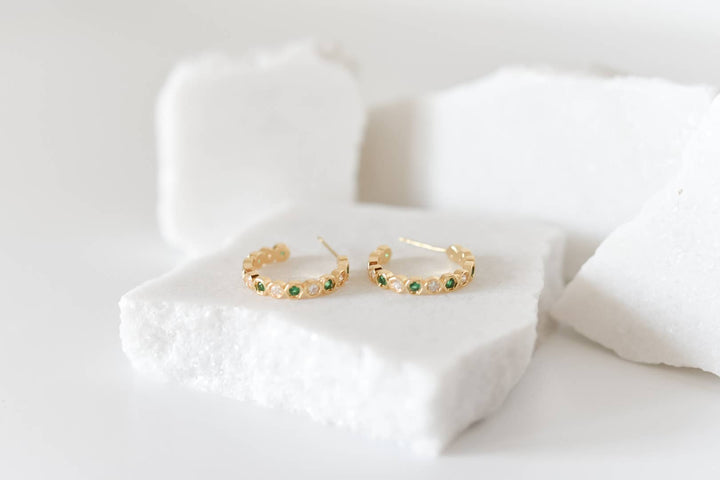Mayble gold plated hoop studs - Hello Beautiful Boutique
