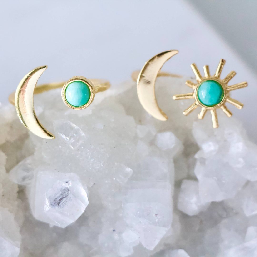 Mesa Blue - Amazonite Sun and Moon Ring: Moon ring - Hello Beautiful Boutique
