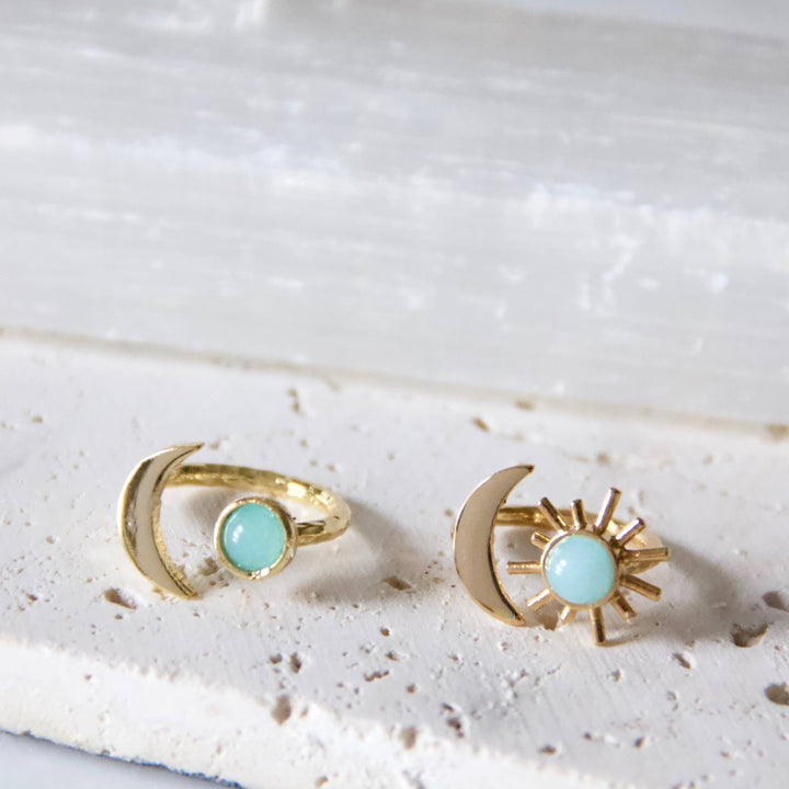 Mesa Blue - Amazonite Sun and Moon Ring: Moon ring - Hello Beautiful Boutique