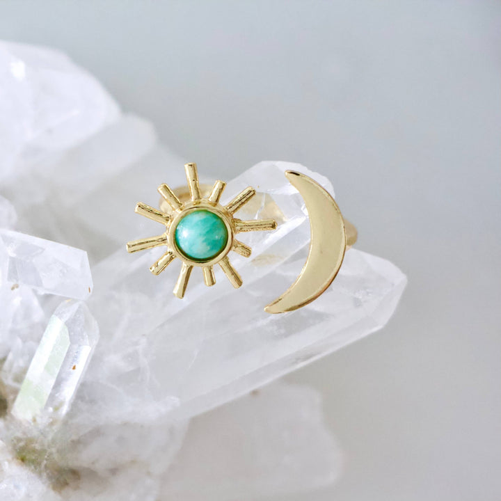 Mesa Blue - Amazonite Sun and Moon Ring: Moon ring - Hello Beautiful Boutique
