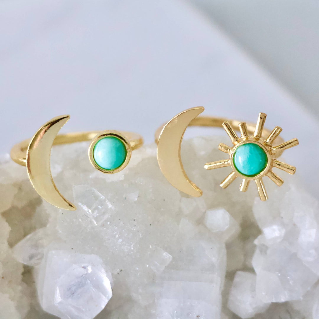 Mesa Blue - Amazonite Sun and Moon Ring: Moon ring - Hello Beautiful Boutique