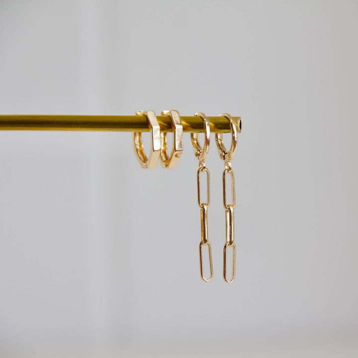 Mesa Blue - Hexagon Huggie Hoop Earrings: Gold - Hello Beautiful Boutique