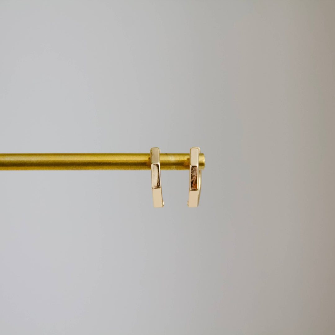 Mesa Blue - Hexagon Huggie Hoop Earrings: Gold - Hello Beautiful Boutique