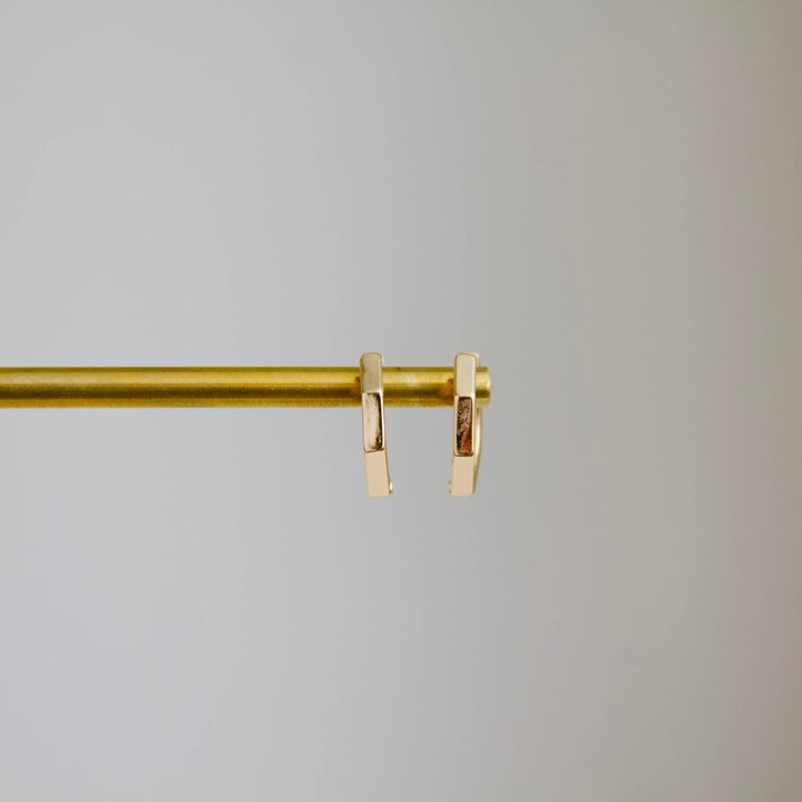 Mesa Blue - Hexagon Huggie Hoop Earrings: Gold - Hello Beautiful Boutique