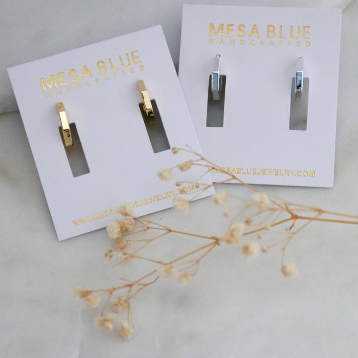 Mesa Blue - Hexagon Huggie Hoop Earrings: Gold - Hello Beautiful Boutique