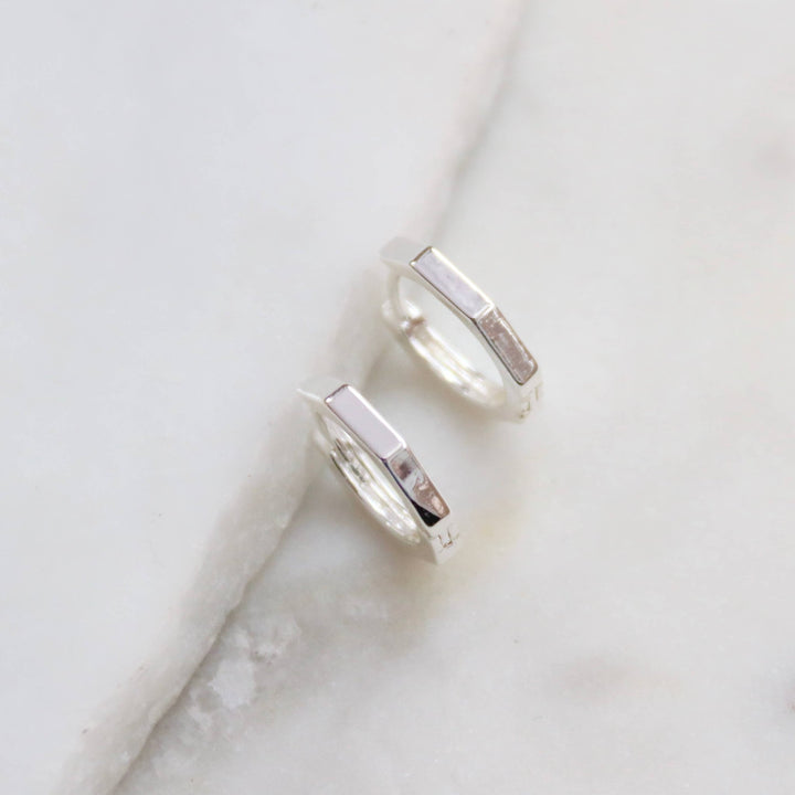 Mesa Blue - Hexagon Huggie Hoop Earrings: Gold - Hello Beautiful Boutique