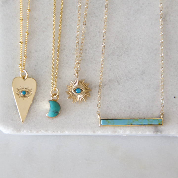 Mesa Blue - Mini Turquoise Moon Necklace - Hello Beautiful Boutique