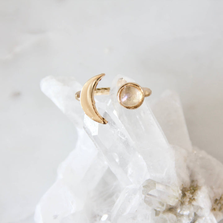 Mesa Blue - Moonstone Crescent Moon Ring - Hello Beautiful Boutique