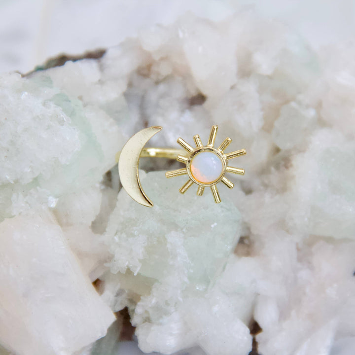Mesa Blue - Opalite Sun and Moon Ring - Hello Beautiful Boutique