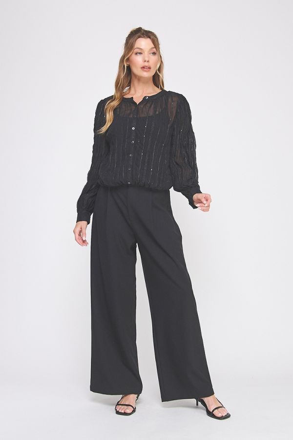 Midnight Sparkle Embroidered Blouse - Hello Beautiful Boutique