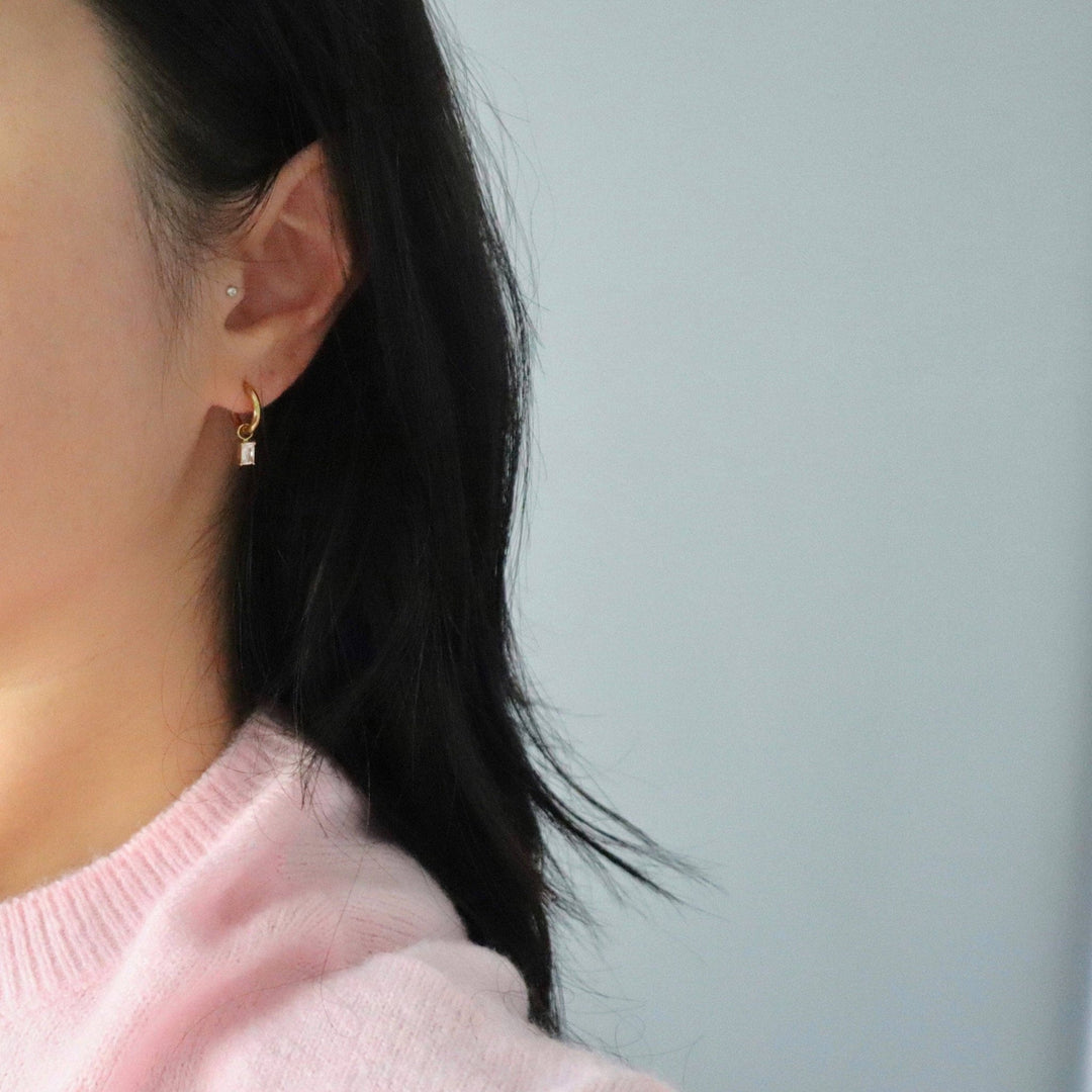 Mini Baguette Drop Huggies | Dainty Everyday Huggies - Hello Beautiful Boutique