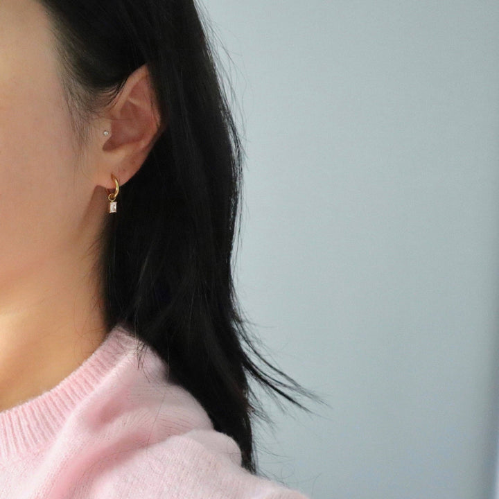 Mini Baguette Drop Huggies | Dainty Everyday Huggies - Hello Beautiful Boutique