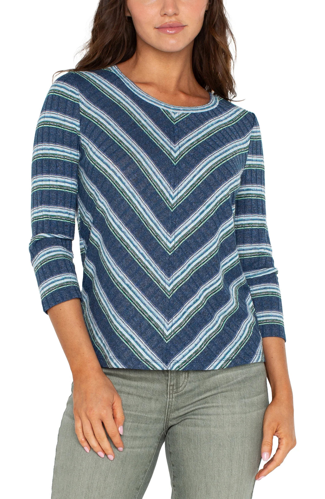 Blue Teal Multi Stripe top