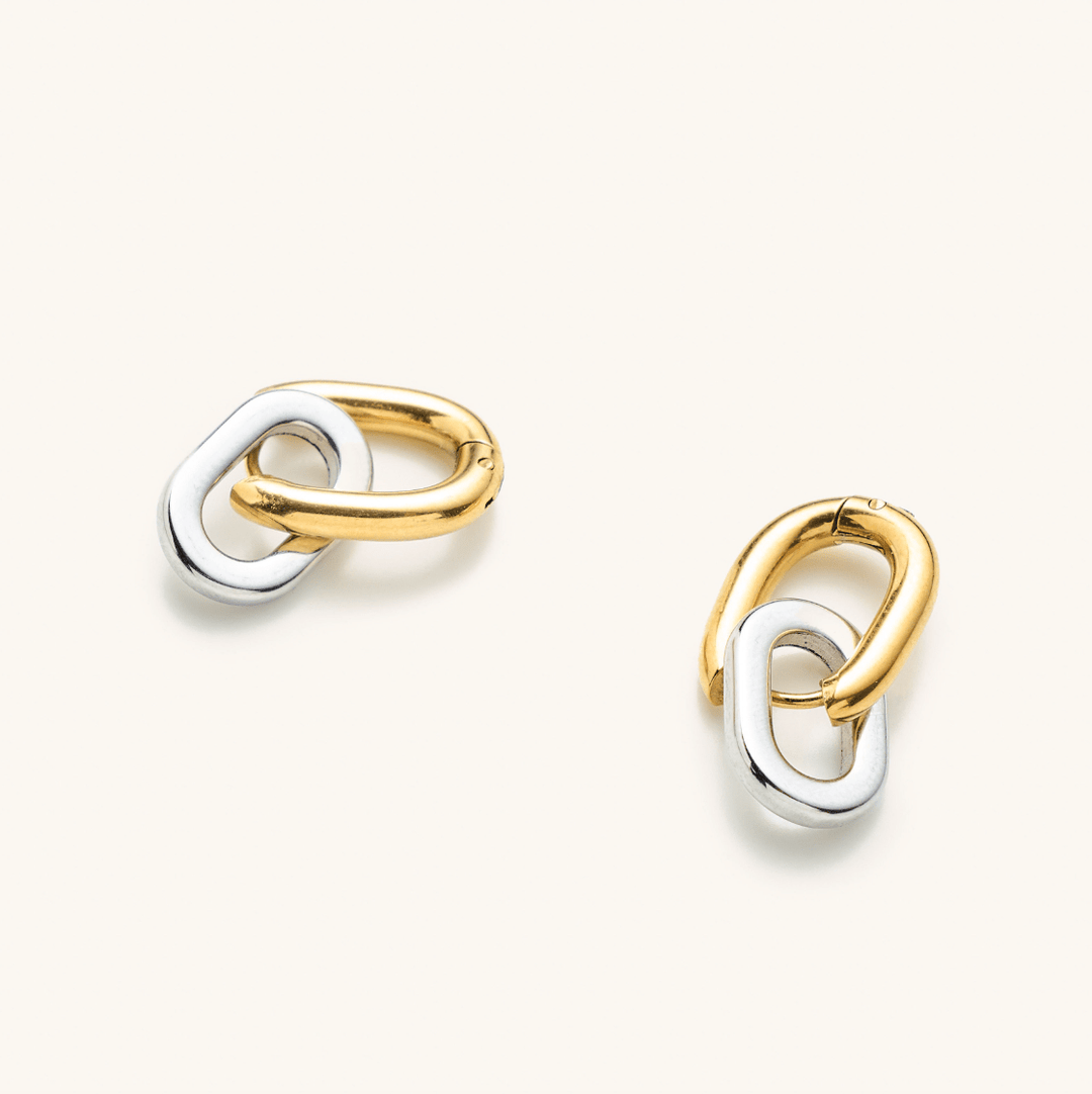 Mixed Metal Link Hoops - Hello Beautiful Boutique