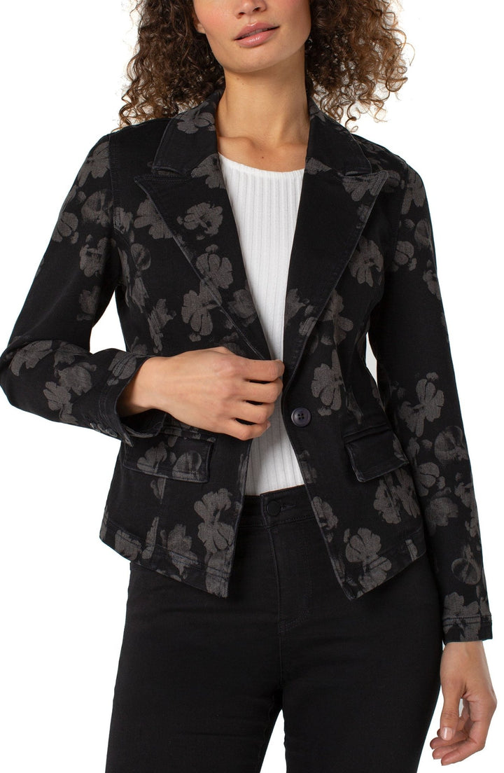Notch Collar All over Floral One Button Blazer - Hello Beautiful Boutique