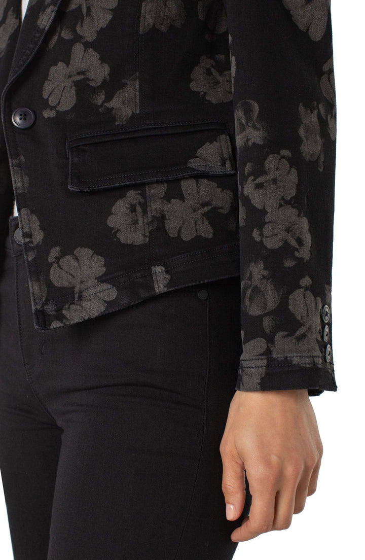 Notch Collar All over Floral One Button Blazer - Hello Beautiful Boutique