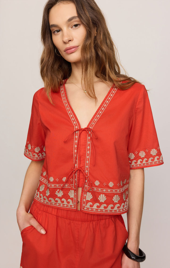 Cast of Waves Tie Front Top