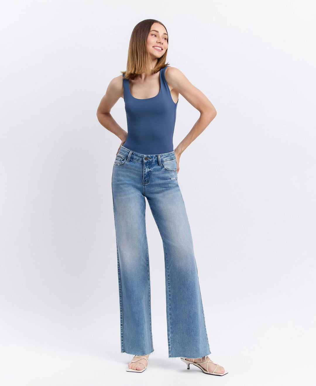 Olivia Raw Hem Wide Leg - Hello Beautiful Boutique
