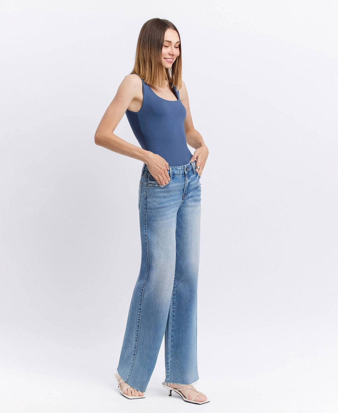 Olivia Raw Hem Wide Leg - Hello Beautiful Boutique