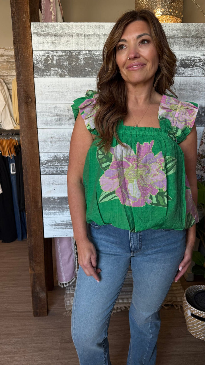 PALM BLOOM BLOUSE - Hello Beautiful Boutique