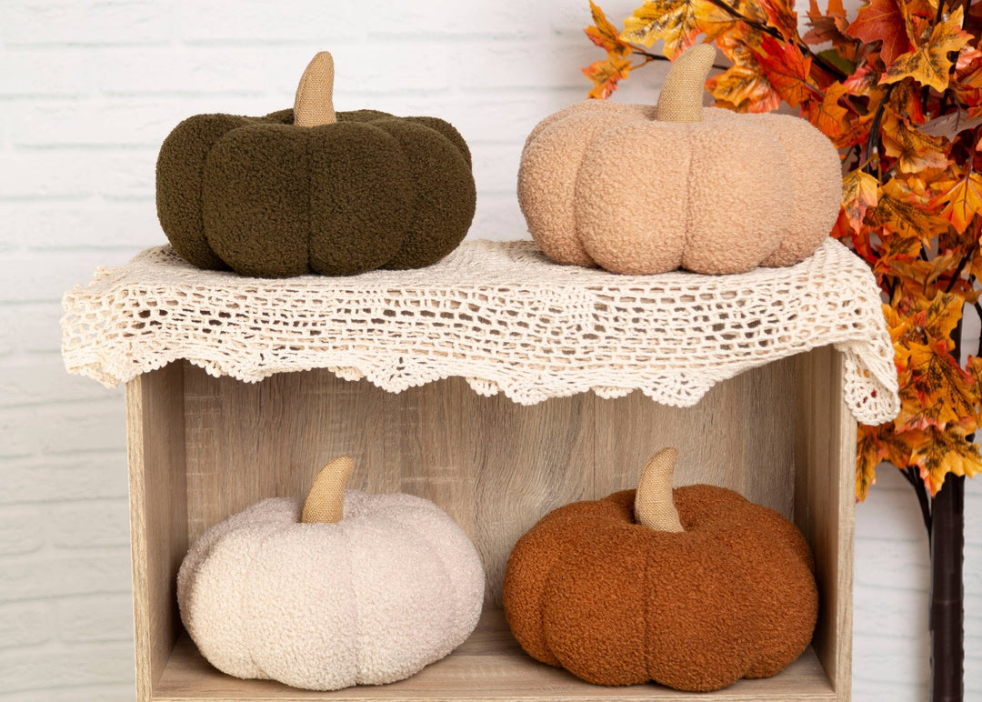 Pearhead - Cream Sherpa Pumpkin Pillow, Fall Decor - Hello Beautiful Boutique