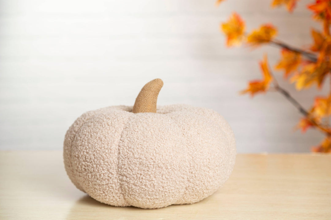 Pearhead - Cream Sherpa Pumpkin Pillow, Fall Decor - Hello Beautiful Boutique