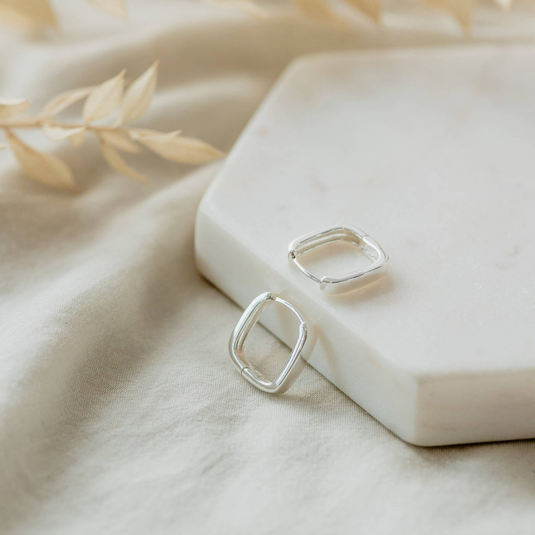 Petite Square Hoops: Silver - Hello Beautiful Boutique