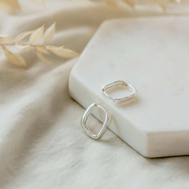 Petite Square Hoops: Silver - Hello Beautiful Boutique