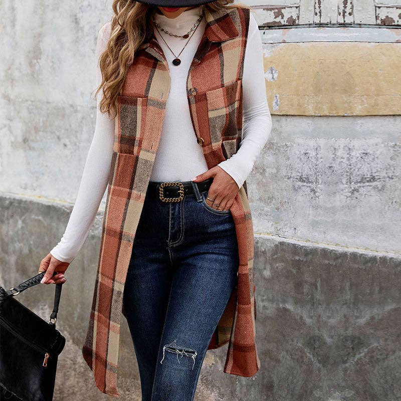 Plaid Knit Sweater Vest Blazer - Hello Beautiful Boutique