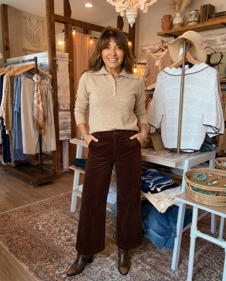 Kut from the Kloth Meg Corduroy High Rise Wide Leg in Fudge