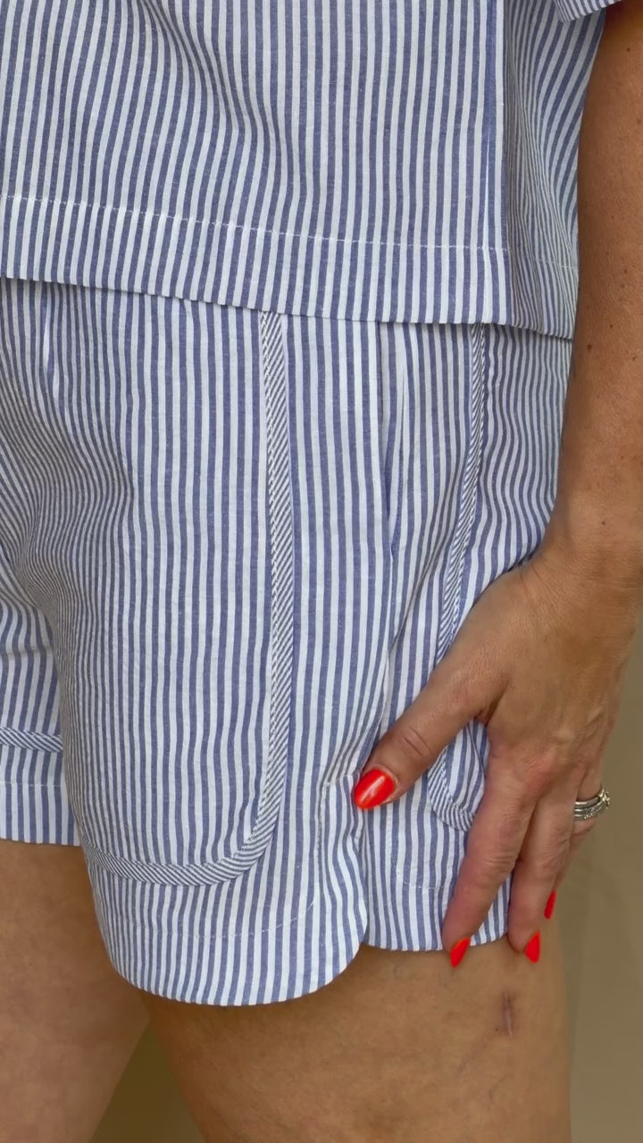 Coastal Breeze Front Tie Striped Shorts