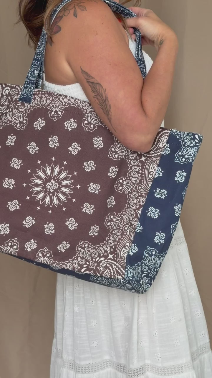 Bailey Brown/Navy  Bandana Tote